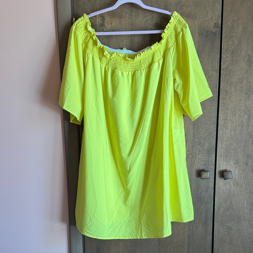 SHEIN Neon Yellow Off-Shoulder Mini Dress